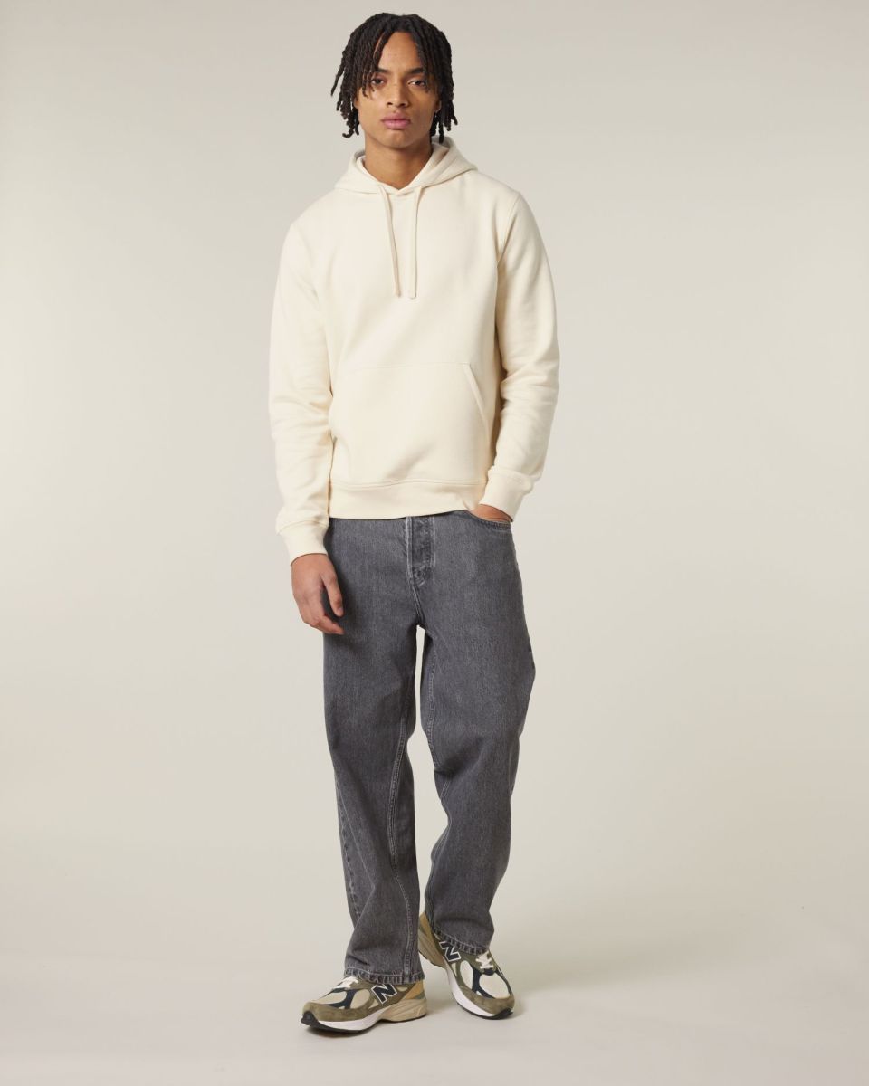 Stanley/Stella Drummer 2.0 unisex cream hoodie – mid-weight organic cotton sweatshirt.